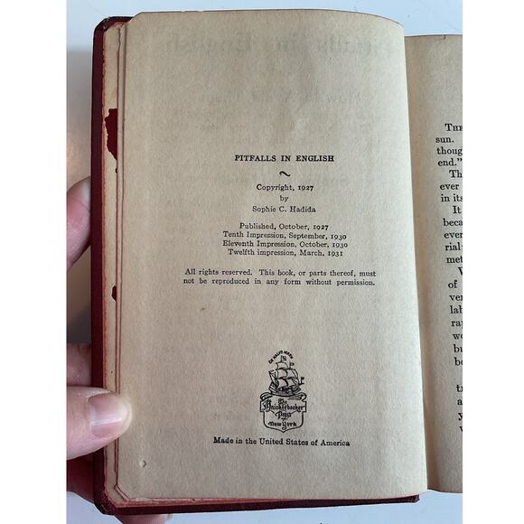 1927 Pitfalls In English And How To Avoid Them By Sophie C. Hadida - Picture 3 of 6
